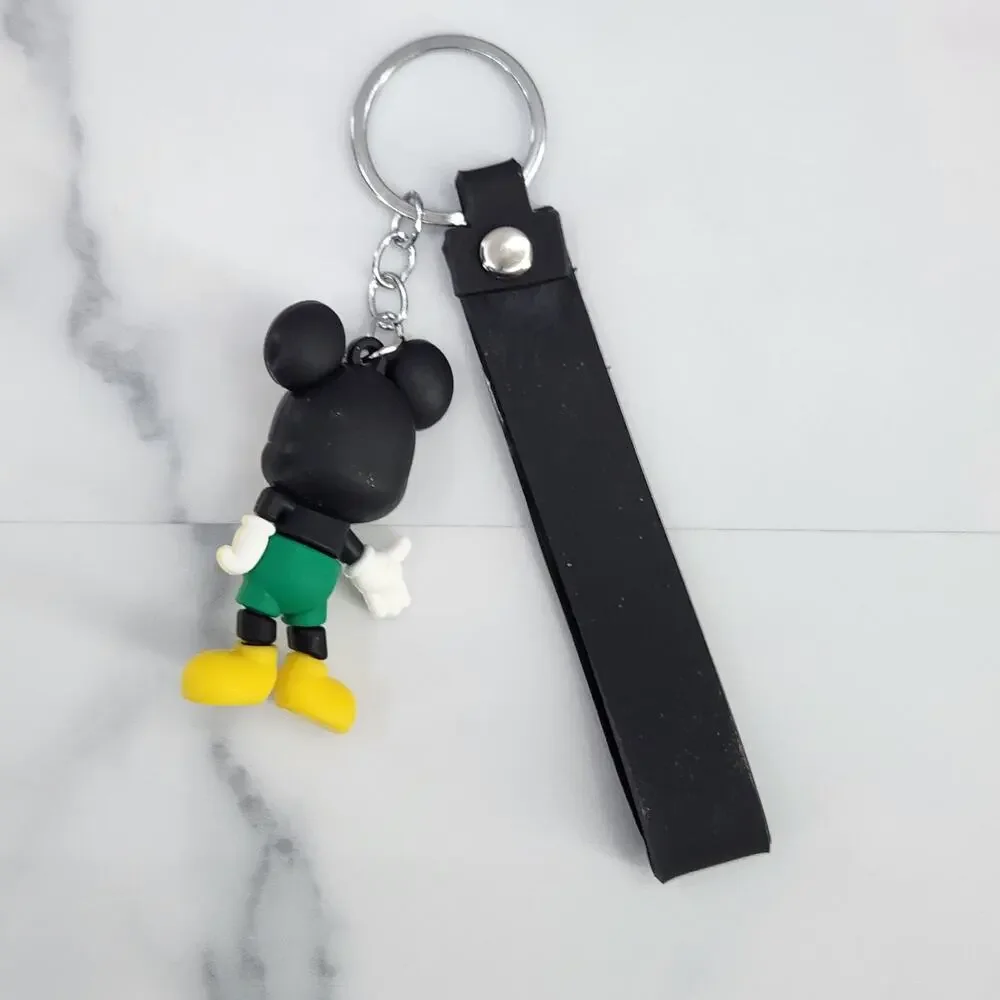 Disney's Mickey Mouse 3D Figure Keychain & Strap Bag Charm PVC Silicone Black